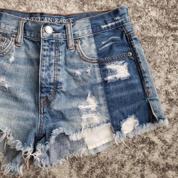 SOLD LOT AE | Vintage High Rise Ultra Distressed Festival Denim Jean Shorts 2 - Picture 3 of 12